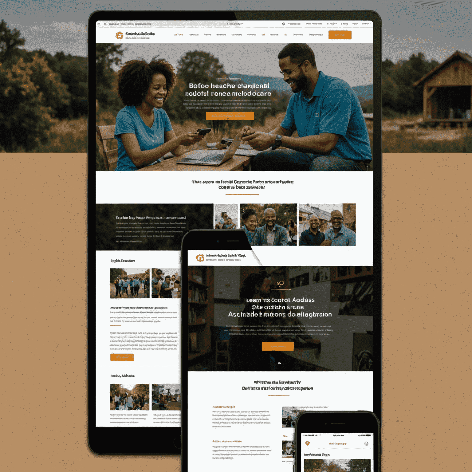 Before and after images of a nonprofit website, showing a dramatic improvement in design, accessibility, and donation functionality